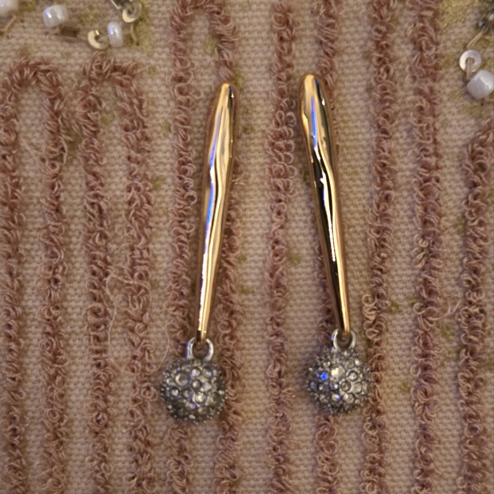 Alexis Bittar Gold tone and Crystal Ball Earrings